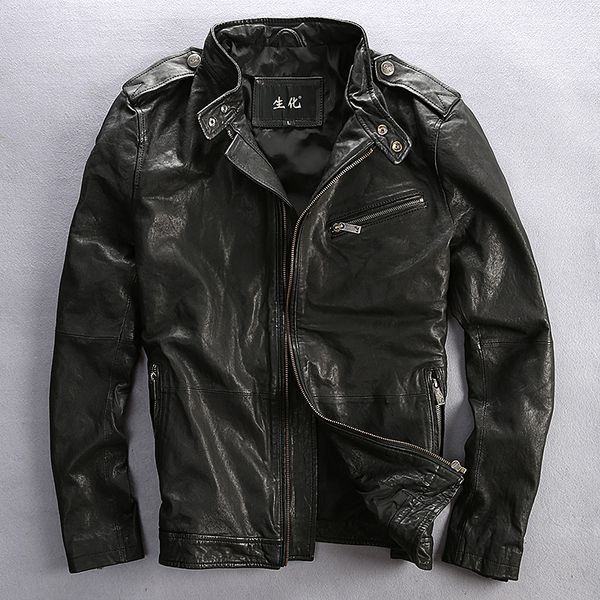 slim new arrival fitted motorcycle jacket epaulet pockets vegetable tanned sheepskin casual leather coat men, Black
slim new arrival fitted motorcycle jacket epaulet pockets vegetable tanned sheepskin casual leather coat men, Black
