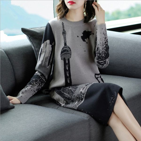 2020 new women sweater dress vintage o-neck long sleeve knitting dress female l xl xxl high quality, Black;gray
2020 new women sweater dress vintage o-neck long sleeve knitting dress female l xl xxl high quality, Black;gray