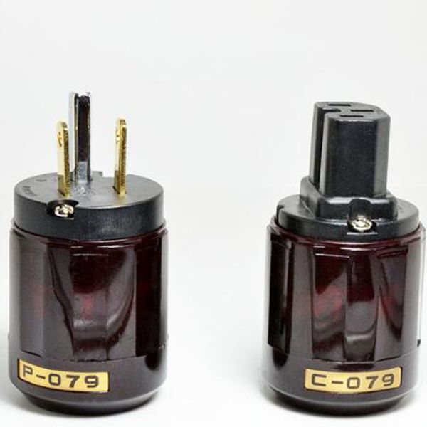 p079+c079 gold plated audio us power plug + iec connector for diy hifi cable