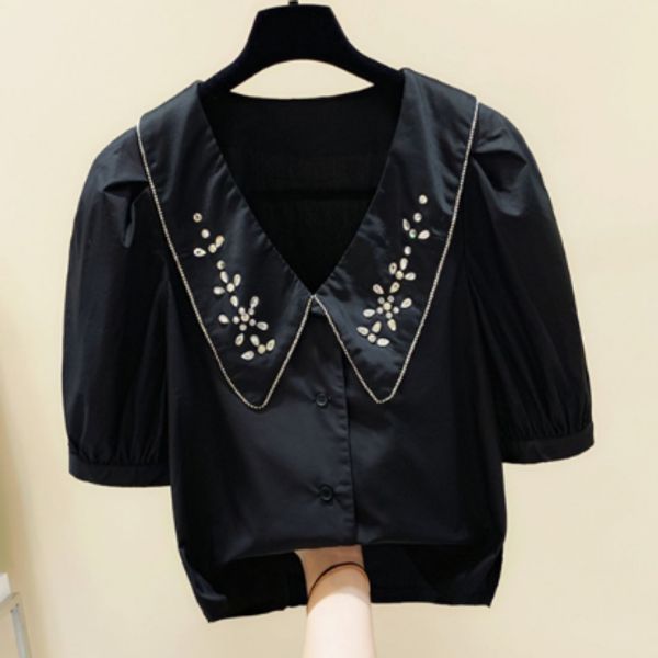 doll collar diamond puff sleeve short sleeve shirt women's 2020 summer korean-style crop temperament all-match blouse, White
doll collar diamond puff sleeve short sleeve shirt women's 2020 summer korean-style crop temperament all-match blouse, White