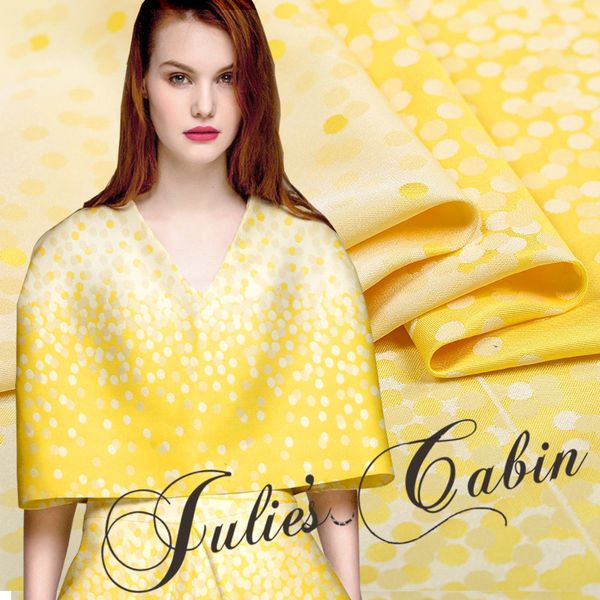 

saskia 1meter dot brocade jacquard fabric 59" polyester nylon material sewing women dress cloth patchwork zakka fabrics yellow, Black;white