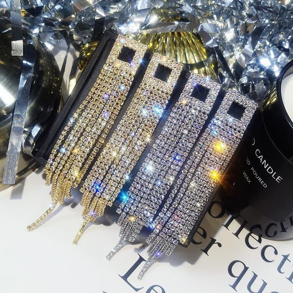 exknl silver color rhinestone crystal long tassel wedding earrings for women bridal drop dangling earrings brincos jewelry 2020 
exknl silver color rhinestone crystal long tassel wedding earrings for women bridal drop dangling earrings brincos jewelry 2020