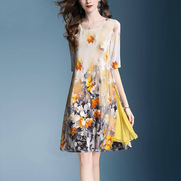 2020 new summer women fashion imitation silk chiffon print half sleeve dress female o-neck knee-length plus size4xl vestidos y93, White;black
2020 new summer women fashion imitation silk chiffon print half sleeve dress female o-neck knee-length plus size4xl vestidos y93, White;black