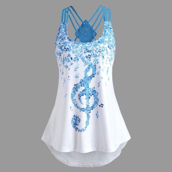 ladies' bandages sleeveless vest musical notes print strappy tank character sleeveless cross-tie vest top, White
ladies' bandages sleeveless vest musical notes print strappy tank character sleeveless cross-tie vest top, White