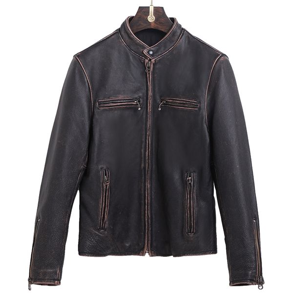 2020 vintage black men slim fit biker's leather jacket large size xxxxl genuine cowhide autumn short motorcycle leather coat
2020 vintage black men slim fit biker's leather jacket large size xxxxl genuine cowhide autumn short motorcycle leather coat