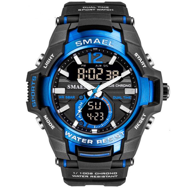 

smael 2019 men watches fashion sport super cool quartz led digital watch 50m waterproof wristwatch men's clock relogio masculino, Slivery;brown
