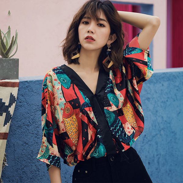 summer blouse designer bohemian ethnic style womens crop and blouse v neck beach vintage print summer loose satin blouse, White
summer blouse designer bohemian ethnic style womens crop and blouse v neck beach vintage print summer loose satin blouse, White
