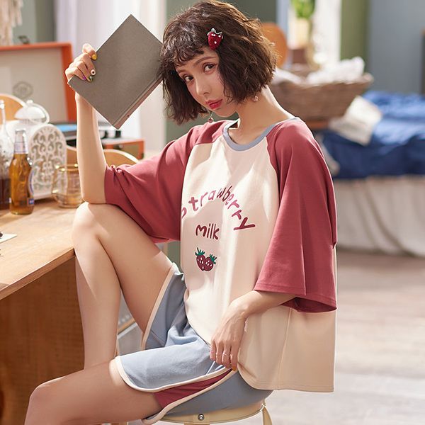 new pajamas for women cotton short sleeves pajama sets cute cartoon sleepwear leisure women pijama for summer home wear suit, Black;red
new pajamas for women cotton short sleeves pajama sets cute cartoon sleepwear leisure women pijama for summer home wear suit, Black;red
