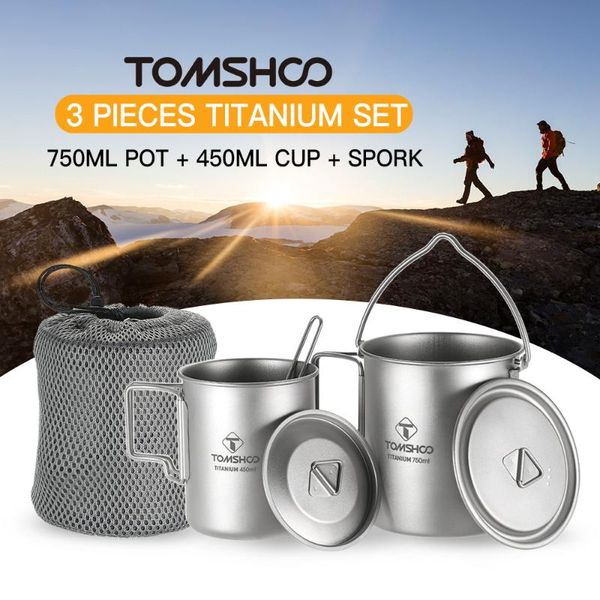 tomshoo 3 pieces set 750ml titanium pot 450ml kamp titanium mug outdoor camping water cup folding spork kamp camping equipment
tomshoo 3 pieces set 750ml titanium pot 450ml kamp titanium mug outdoor camping water cup folding spork kamp camping equipment