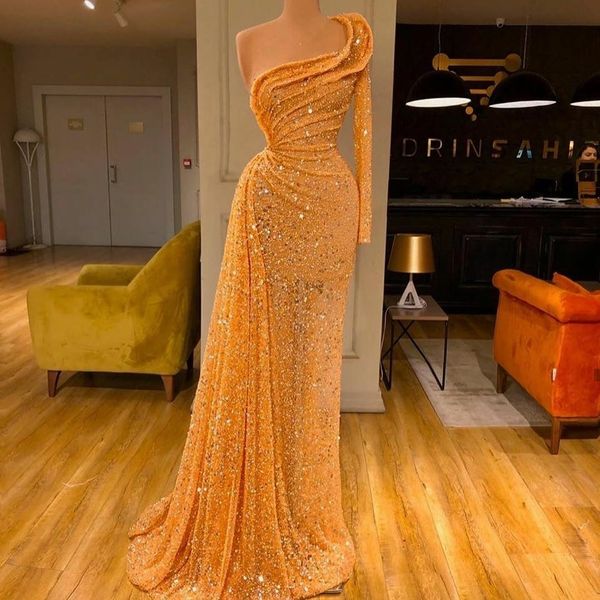 bling bling one shoulder prom dresses with sequins ruched side split 2020 long sleeve evening gowns robes de soirée, Black
bling bling one shoulder prom dresses with sequins ruched side split 2020 long sleeve evening gowns robes de soirée, Black
