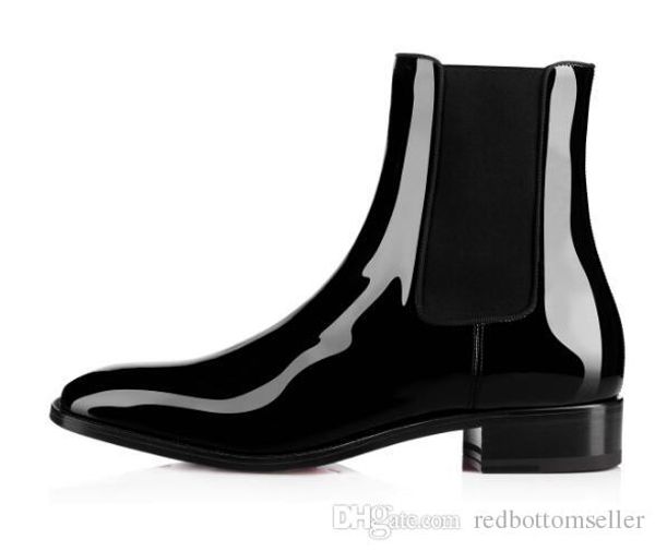 2018 Famous Red Bottom Boot Men Shoes Black Patent Leather Samson Orlato Flat Men Chelsea Ankle Boots Shiny Leather Sole Dress Party Wedding
2018 Famous Red Bottom Boot Men Shoes Black Patent Leather Samson Orlato Flat Men Chelsea Ankle Boots Shiny Leather Sole Dress Party Wedding