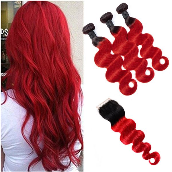 peruvian human hair 1b/red 3 bundles with 4x4 lace closure 1b red body wave hair products 12-24" 4 pieces/lot, Black;brown
peruvian human hair 1b/red 3 bundles with 4x4 lace closure 1b red body wave hair products 12-24" 4 pieces/lot, Black;brown
