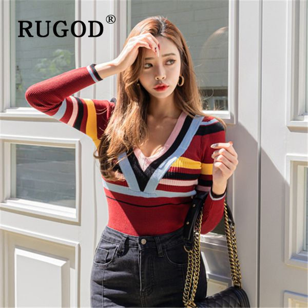 rugod deep v-neck sweater pullover women contrast color jumper knitwear collect waist slim fit korean style fashion 2019, White;black
rugod deep v-neck sweater pullover women contrast color jumper knitwear collect waist slim fit korean style fashion 2019, White;black