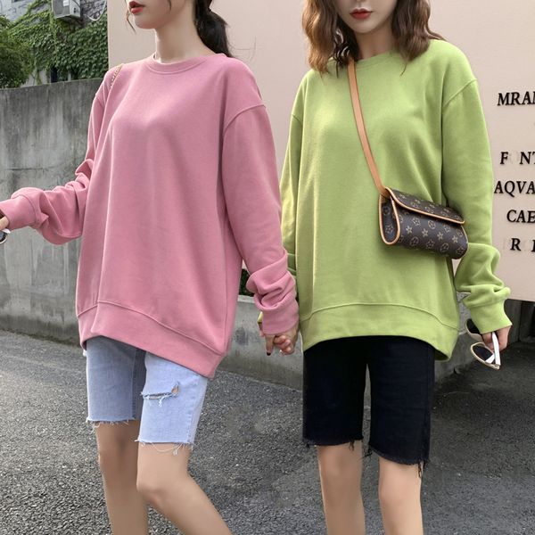 2019 autumn and winter new style women's crew neck pullover thin hoodie loose-fit laziness-style solid color cotton students tha, Black
2019 autumn and winter new style women's crew neck pullover thin hoodie loose-fit laziness-style solid color cotton students tha, Black