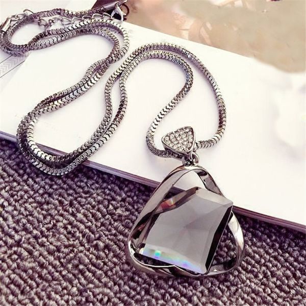 women fashion rhinestone triangle pendant long necklaces choker sweater chain party jewelry gift necklaces pendants for women, Silver
women fashion rhinestone triangle pendant long necklaces choker sweater chain party jewelry gift necklaces pendants for women, Silver