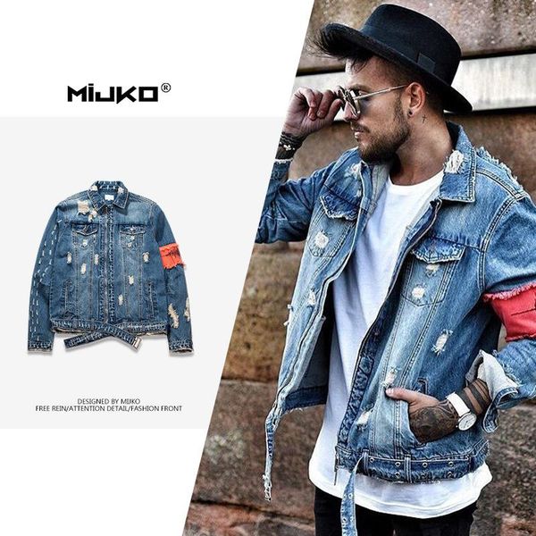 mijko men's wear in the fall/winter of new products hole worn patchwork jacket men's strapless denim style trend, Black;brown
mijko men's wear in the fall/winter of new products hole worn patchwork jacket men's strapless denim style trend, Black;brown