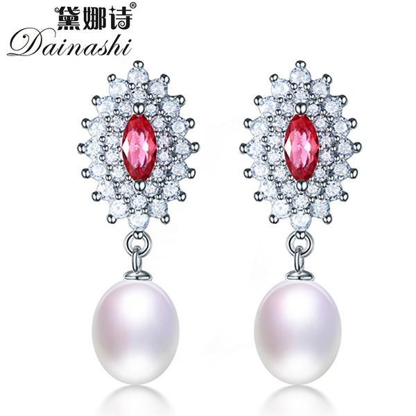 dainashi 100% genuine natural freshwater pearl dangle earrings 925 sterling silver rose red zircon oval crystal drop earrings, Golden;silver
dainashi 100% genuine natural freshwater pearl dangle earrings 925 sterling silver rose red zircon oval crystal drop earrings, Golden;silver