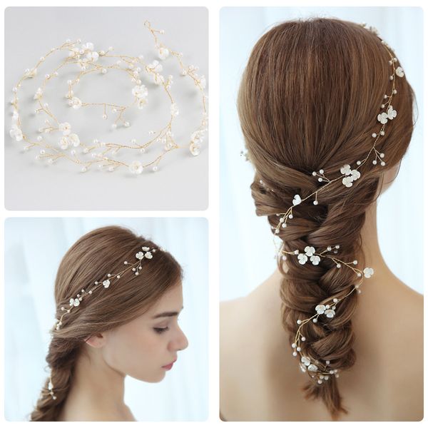 d2161 npason bride headwear design marry 1 meters hair band flower wedding dress accessories ornaments, Golden;white
d2161 npason bride headwear design marry 1 meters hair band flower wedding dress accessories ornaments, Golden;white