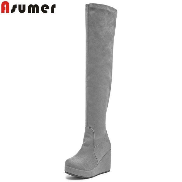 asumer2020 new over the knee boots women round toe slip on autumn winter boots platform wedges high heels prom big size, Black
asumer2020 new over the knee boots women round toe slip on autumn winter boots platform wedges high heels prom big size, Black