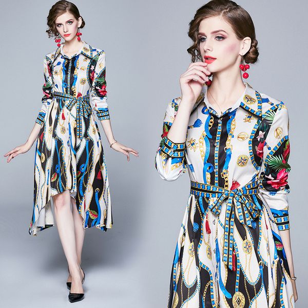 2020 designer printed asymmetrical dress women runway long sleeve lapel neck party prom ladies dress elegant office bow button shirt dresses, Black;gray
2020 designer printed asymmetrical dress women runway long sleeve lapel neck party prom ladies dress elegant office bow button shirt dresses, Black;gray