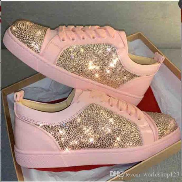 brand super quality men women pink suede rhinestone strass low shoes famous designer red bottom sneakers mens shoes with box and dustbag, Black
brand super quality men women pink suede rhinestone strass low shoes famous designer red bottom sneakers mens shoes with box and dustbag, Black