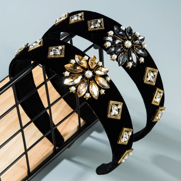 face wash hair band black gold velvet hair accessories diamond flower super flash wide edge headband hair press, Silver
face wash hair band black gold velvet hair accessories diamond flower super flash wide edge headband hair press, Silver
