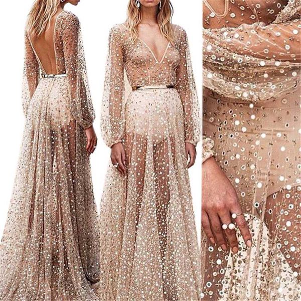 2020 fashion woman loose dress long sleeve sequin decoration deep v backless solid color high waist design bikini cover ups
2020 fashion woman loose dress long sleeve sequin decoration deep v backless solid color high waist design bikini cover ups