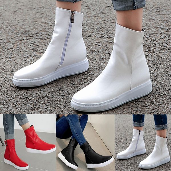 women boots fashion autumn women flat zipper solid color middle tube boot round toe shoes zapatos de mujer, Black
women boots fashion autumn women flat zipper solid color middle tube boot round toe shoes zapatos de mujer, Black
