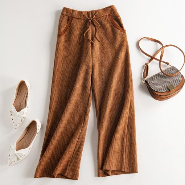 women 2020 autumn winter high waist herringbone pattern knit cashmere wide leg pants female loose casual wild wool trousers v36, Black;white
women 2020 autumn winter high waist herringbone pattern knit cashmere wide leg pants female loose casual wild wool trousers v36, Black;white