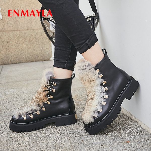 enmayla 2019 genuine leather lace-up motorcycle boots round toe square heel winter boots women short plush warm snow 34-39, Black
enmayla 2019 genuine leather lace-up motorcycle boots round toe square heel winter boots women short plush warm snow 34-39, Black