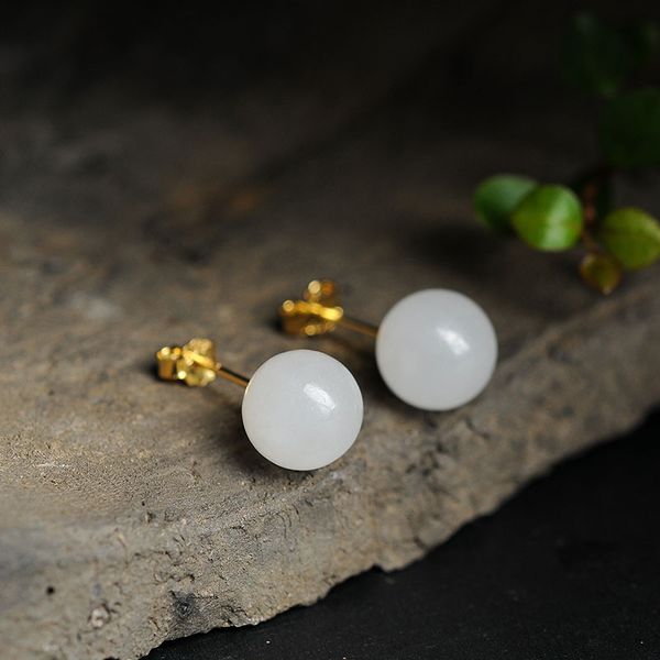 2019 new s925 silver inlaid gold and tian baiyu beads earrings female beads round white jade earrings with certificate, Golden;silver
2019 new s925 silver inlaid gold and tian baiyu beads earrings female beads round white jade earrings with certificate, Golden;silver