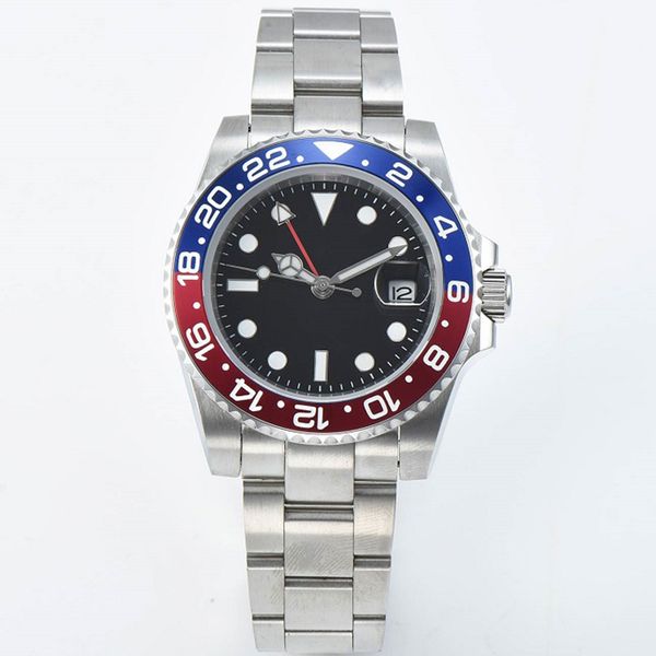 40mm men's automatic mechanical watch black sterile dial sapphire crystal blue red ceramic bezel date waterproof gmt watch, Slivery;brown
40mm men's automatic mechanical watch black sterile dial sapphire crystal blue red ceramic bezel date waterproof gmt watch, Slivery;brown