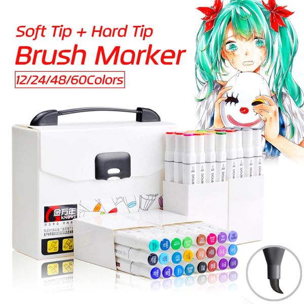 12 24 48 60colors soft brush sketch markers pen permanent alcohol based ink art marker box set for drawing manga design supplies
12 24 48 60colors soft brush sketch markers pen permanent alcohol based ink art marker box set for drawing manga design supplies