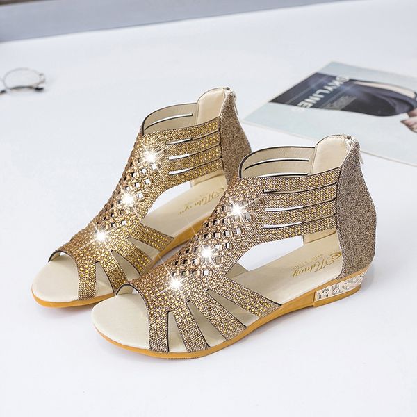 summer roman women sandals wedge sandals fashion rhinestone casual fish mouth hollow women's shoes zipper buckle ladies, Black
summer roman women sandals wedge sandals fashion rhinestone casual fish mouth hollow women's shoes zipper buckle ladies, Black