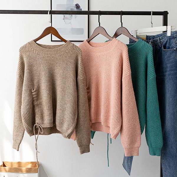 women casual solid color thick sweater korean style ladies knitted oversized pullover jumpers autumn winter pull femme q9293, White;black
women casual solid color thick sweater korean style ladies knitted oversized pullover jumpers autumn winter pull femme q9293, White;black