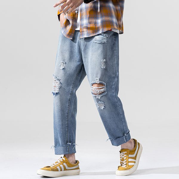 2020 spring streetwear men ripped hole denim pants vintage washed fashion jeans brand harajuku trousers plus size, Blue
2020 spring streetwear men ripped hole denim pants vintage washed fashion jeans brand harajuku trousers plus size, Blue