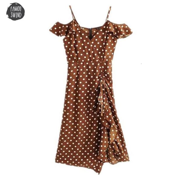 women 2019 dress summer brown polka dots vintage ruffles dress beach style midi dresses drop shipping, Black;gray
women 2019 dress summer brown polka dots vintage ruffles dress beach style midi dresses drop shipping, Black;gray