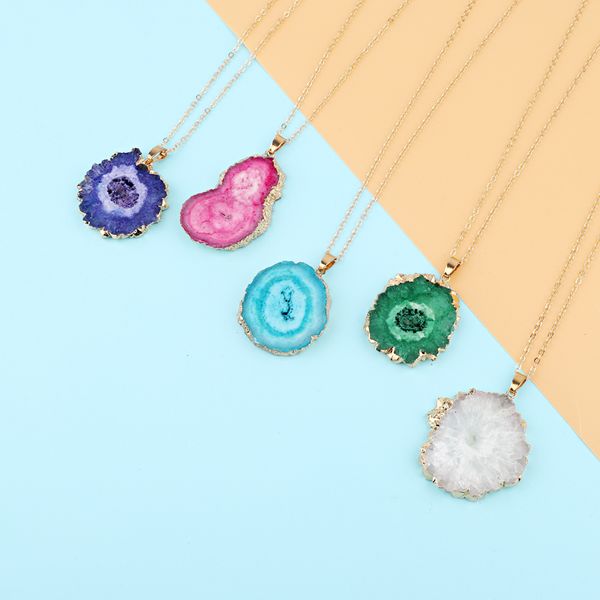 dayoff european druzy natural stone irregular necklaces for women jewelry geometric pendant necklace clavicel chains n113, Silver
dayoff european druzy natural stone irregular necklaces for women jewelry geometric pendant necklace clavicel chains n113, Silver