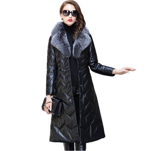 new fashion genuine leather jacket long slim real sheepskin coat female warm winter down coats with natural fur collar z380, Black
new fashion genuine leather jacket long slim real sheepskin coat female warm winter down coats with natural fur collar z380, Black