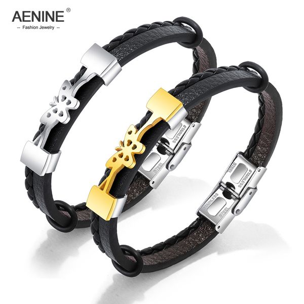 aenine vintage hand knit butterfly leather bracelets titanium steel men's multilayer wrap bracelet jewelry aoph1266, Golden;silver
aenine vintage hand knit butterfly leather bracelets titanium steel men's multilayer wrap bracelet jewelry aoph1266, Golden;silver