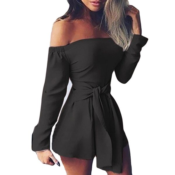 off shoulder long sleeve easy playsuit with sashes 4 colors fashion women solid bandage short jumpsuit club slim streetwear, Black;white
off shoulder long sleeve easy playsuit with sashes 4 colors fashion women solid bandage short jumpsuit club slim streetwear, Black;white