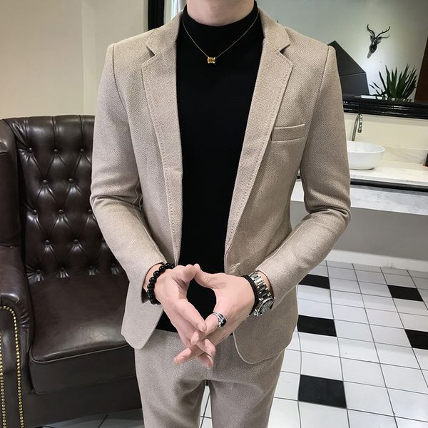 autumn 2020 burst style woolen material colorful colors men's suit korean version british casual youth business slim suit, White;black
autumn 2020 burst style woolen material colorful colors men's suit korean version british casual youth business slim suit, White;black