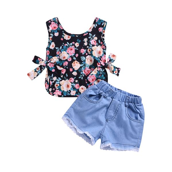 summer baby girls clothes sets sleeveless floral pattern t-shirt +denim shorts suits casual clothing, White
summer baby girls clothes sets sleeveless floral pattern t-shirt +denim shorts suits casual clothing, White