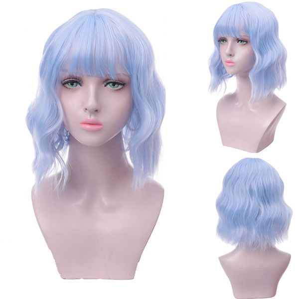 synthetic wigs difei short wavy bob for women african american female hair with bangs heat resistant cosplay wig, Black
synthetic wigs difei short wavy bob for women african american female hair with bangs heat resistant cosplay wig, Black