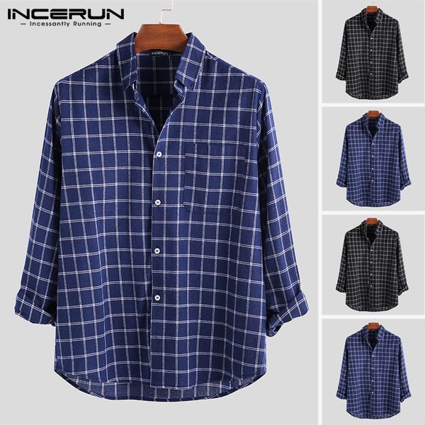 incerun men casual shirt plaid long sleeve fashion lapel neck 2019 street style chic autumn business button brand shirts chemise, White;black
incerun men casual shirt plaid long sleeve fashion lapel neck 2019 street style chic autumn business button brand shirts chemise, White;black