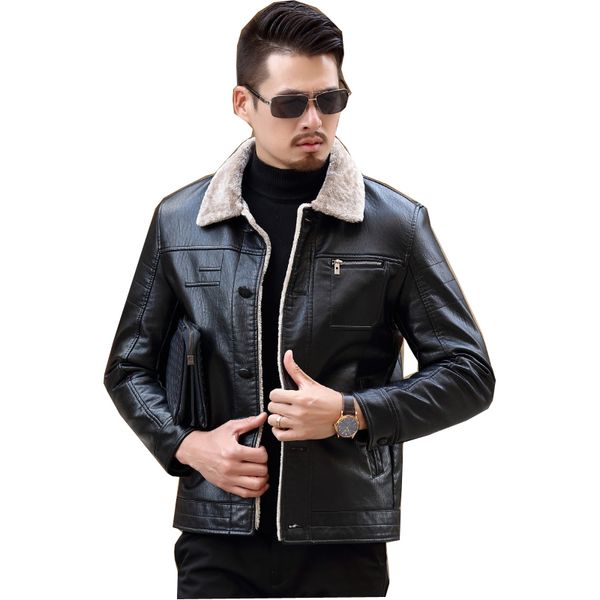 men leather jacket faux fur fleece lined motorcycle black pu leather coats male outerwear winter jacket keep warm yg--88
men leather jacket faux fur fleece lined motorcycle black pu leather coats male outerwear winter jacket keep warm yg--88