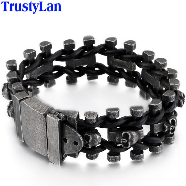 retro skull man bracelet male hiphop rock mens leather wrap bracelets & bangles heavy solid stainless steel biker jewelry men, Golden;silver
retro skull man bracelet male hiphop rock mens leather wrap bracelets & bangles heavy solid stainless steel biker jewelry men, Golden;silver