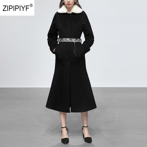 2018 autumn winter new elegant women cashmere coat fashion fish hem female turn down collar long woolen coat with sashes ab91, Black
2018 autumn winter new elegant women cashmere coat fashion fish hem female turn down collar long woolen coat with sashes ab91, Black