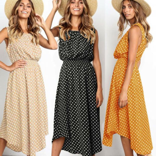 2019 boho dress lady women summer beach holiday polka dot maxi dress sleeveless loose long shirt size, Black;gray
2019 boho dress lady women summer beach holiday polka dot maxi dress sleeveless loose long shirt size, Black;gray