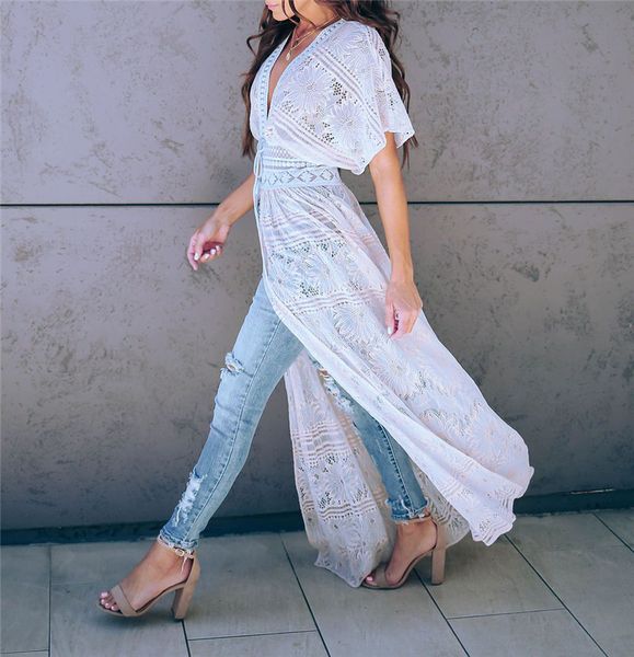 2019 elegant cover-ups deep v-neck summer beach dress white lace tunic women beachwear swimsuit cover up robe de plage, Blue;gray
2019 elegant cover-ups deep v-neck summer beach dress white lace tunic women beachwear swimsuit cover up robe de plage, Blue;gray
